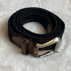 Torino Made In USA Brown Leather Black Braiding Belt Size 44
